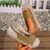 Sapatos Plataforma Casuais Europeus e Americanos Tecidos com Palha, Novos Sapatos Femininos de Verão com Solado Macio para Comércio Exterior, Plataforma Grossa, Tamanhos Grandes, Venda por Atacado de Praia, Tamanhos Grandes