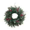 Corona de Navidad artificial transfronteriza de Amazon de 34 cm, corona de aguja de pino, decoración de escena navideña, adorno para puerta, modelo nuevo