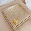 [Aço titânio corpo inteiro] auspicioso e sortudo fecho temperamento personalidade estilo minimalista colar de ouro genuíno na fornalha feminino ins corrente clavícula
