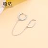 Xigu E1536 S925 - Pendientes de plata de ley con diseño geométrico, hebilla para la oreja, cadena femenina, borla, anillo binaural, clip para la oreja