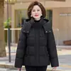 Jaqueta de Penas de Ganso Branco para Mãe de Meia-Idade e Idosa Feminina Marca de Luxo Inverno Novo Acolchoada Tamanho Grande Curta Estilosa Roupa Exterior
