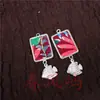 Pendientes Vintage Bordados Hechos a Mano de Estilo Étnico de Moda con Borlas Pequeñas, Joyería de Plata Miao de Yunnan, Color Blanco, Tamaño 41