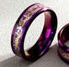 Joyería Popular de Tendencia en Tiktok: Anillo de Acero de Titanio Dragón y Fénix, Anillo de la Suerte de Nueve Fuegos Púrpuras, Anillos de Pareja