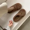 Zapatos Peludos Casuales de Suela Plana y Punta Cerrada para Mujer Estilo Nuevo Otoño/Invierno 2026 para Uso en Exteriores Mocasines Slip-Ons de Felpa Zapatillas de Algodón