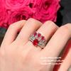 Brincos de concha de turmalina rosa Stanmetz banhados a ouro 18K antigo feminino anel de zircônia Rouge Crown