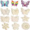 Pintura de Decoración de Mariposa y Flor de Madera Pintura Infantil Pieza de Madera Artesanía de Madera Colgante Pintado Hecho a Mano DIY