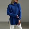 Nuevo suéter casual de moda transfronterizo europeo y americano para otoño e invierno, suelto de cuello alto y manga larga para mujer