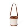 Bolsa Balde Transfronteiriça de PU Moda Lona Costurada Bolsa Balde Mais Fácil para Combinar Bolsa de Cordão de Couro Rpet Fábrica Personalizada