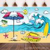 Fundo de Tecido Havaiano para Praia, Litoral, Beira-Mar Amazonense Pano para Pendurar Decoração de Festa Bandeira de Fundo Pano Decorativo