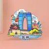 Imanes para Refrigerador de Suzhou Ciudad de Madera Atracciones Culturales y Creativas Regalos Personalizados de Viaje Souvenirs de Reunión Anual Decoraciones para Refrigerador