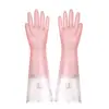 Guantes cómodos para lavar platos en el hogar, Longitud extendida, Cocina para mujer, Forrados con vellón, Látex de goma engrosado, Goma plástica impermeable, Duraderos