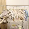Conjunto de pijama para niños, forrado de polar y engrosado, franela para niños, ropa de casa cálida para niñas, conjunto de cárdigan, ropa para bebés y niños
