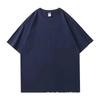 Al por mayor Camiseta de Algodón Puro 260g Hombro Caído Cuello Redondo Manga Corta Verano Estilo Nuevo Unisex Casual Holgada Color Sólido para Hombre
