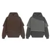 Ropa para Hombre Jia Yi Ku 2026 Estilo Páramo Sudadera con Capucha de Felpa Lavada con Escamas Falsas de Dos Piezas Estilo Callejero Americano Sudadera Desgastada