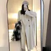 Abrigo de lana rosa, inspirado en la dopamina, estilo largo, estilo coreano, elegante, con cuello de blazer, color avena, para personas petite, con sentido de atmósfera, para otoño e invierno