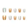 10 Peças de Unhas Postiças Categoria Olho de Gato Codificadas, Simples Escada Curta Transparente Gelo, Pontos de Estrela, Unhas Usáveis Feitas à Mão