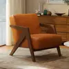 Silla Richard Estilo Chino Sofá Individual para Sala de Estar Silla de Sofá de Diseñador Balcón Retro Francés Ocio Silla de Sofá de Madera Maciza