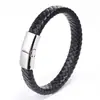 Pulsera de Acero Inoxidable para Hombre con Cordón de Cuero, Pulsera de Cuero Trenzado, Joyería Artesanal de Pulsera de Cuero Multicapa
