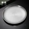 Placa Redonda Dorada Gruesa Estilo Coreano de Acero Inoxidable para Barbacoa Plato Plano Poco Profundo para Comer Filete Estilo Occidental Plato Redondo Plano para Frutas con Espetón para Huesos