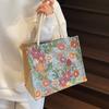Bolsa Floral de Linho Média para Mulheres 2026 Nova Bolsa de Armazenamento de Nicho para Mulheres Estilosa Versátil de Ombro e Mão