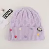 Chapéu de tricô colorido estilo coreano com estampa de gato, um chapéu de inverno doce e versátil para meninas, com um design fofo que te deixa mais jovem e te mantém aquecida