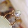 Accesorios de Plata S925 Anillo Simple de Perlas con Perlas de aproximadamente 9-10 mm Accesorios Sin Cuentas