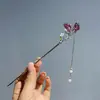 Grampo de Cabelo com Borla de Flor de Cerejeira Estilo Antigo Original, Grampo de Borboleta, Novo Grampo de Cabelo Estilo Chinês, Acessório de Cabelo para Hanfu Cheongsam