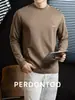 Elegante Estilo Old Money Camiseta de Algodão Modal Antibacteriano 5A com Manga Longa para Homens com Bordado 3D, Gola Meia-Alta, Camada Base Confortável