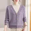 Suéter Pulôver Casual de Alta Qualidade com Estampa Longa para Mulheres de Meia-Idade e Idosas 2026 Outono/Inverno Novo Estilo Roupa para Mãe Suéter Elástico para Mulheres