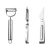 Cuchillo pelador de acero inoxidable cocina multifuncional raspador de fruta rallador de patata pinza para pelo de pato tres piezas al por mayor