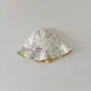 Chapéus de Bebê Coreanos para Primavera e Outono, Novo Design Floral Doce, Chapéu Bucket de Proteção Solar Dupla Face para Bebês e Crianças Pequenas, Chapéu de Sol Infantil