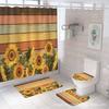 Producto Caliente Transfronterizo de Amazon = Girasol = Serie Impresión Digital Poliéster Impermeable y Resistente al Moho Cortina de Ducha Juego de Cuatro Piezas Fabricante