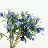 Eustoma roxo azul com energia, flor de sino, folha de vento, flor de Platycodon grandiflorum de alta qualidade, arranjo de flores decorativo, porta-flores