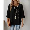 Camiseta Retro Casual de Algodón y Lino Holgada de Talla Grande para Primavera y Otoño para Mujeres de Talla Grande, Venta al por Mayor Transfronteriza