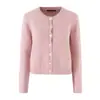 Nuevo cárdigan de punto casual para otoño e invierno, cuello redondo, suave y acogedor, de un solo botón, suéter suave y delicado, chaqueta versátil para mujer
