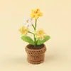 Maceta de flor de hilo tejida a mano con ganchillo, adorno de flor tejido, decoración para coche y escritorio, venta al por mayor desde una fábrica de artesanía