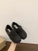 Zapatos Birkenstock con forro de felpa para mujer, invierno, grises, zapatos individuales, nuevo estilo, versión coreana, zapatos de algodón cálidos, zapatos peludos, mocasines de suela gruesa que aumentan la altura