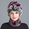 Venta al por mayor Nuevo de Alta Calidad Accesorios de Piel de Conejo Rex Otoño e Invierno para Mujer Conjunto de Dos Piezas de Gorro y Bufanda Cálidos Combinables
