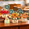 Regalo para el Día del Maestro para maestros de primaria y jardín de niños: Decoración de ramo de girasol tejido a mano, regalo creativo de agradecimiento