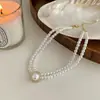 Collar de Perla con Gota Incrustada de Diamantes Estilo Francés, Cadena para Clavícula de Lujo Ligero y Gama Alta, Accesorios para Vestido de Novia Estilo Hepburn para Mujeres