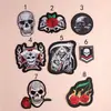 Patches Bordados de Computador para Atacado Transfronteiriço com Bordados da Série Caveira Cortada por Faca para Decoração de Roupas Modernas Europeias e Americanas