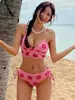 Nuevo Traje de Baño de Dos Piezas Sexy para Mujer con Tela de Toalla Floral Tailandesa, Bikini de Moda para Vacaciones en la Playa Estilo Ins