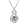 Colgante Clásico de Calabaza con Diamante Redondo de Cuatro Garras Plata de Ley S925 Cadena para Clavícula de Moda para Mujer Transmisión en Vivo de Tiktok Collar de Moissanita