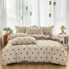 Juego de Ropa de Cama de Cuatro Piezas Floral de Primavera 100% Algodón para Uso en el Hogar, Funda de Edredón Suave de Algodón Puro, Sábana Bajera Matrimonial, Juego de Cuatro Piezas para Todas las Estaciones