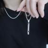 Collar con colgante de silbato cruzado con personalidad de moda masculina de moda europea y americana, cadena larga de suéter de acero de titanio para pareja de hermanos
