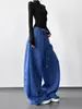 Calça Jogger Azul Super Moderna Inverno 2025 Novo Estilo Forrada com Fleece Preguiçosa Bordada Única Estilo de Rua Larga Casual