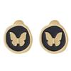 Pendientes Vintage Negros Redondos Irregulares Estilo Chanel Pendientes de Mariposa Placa para Incienso de Mosquitos Clip para Oreja