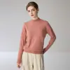 2026 Inverno Novo Suéter Curto de Tricô Macio Ajustado de Cor Pura Cashmere Gola Meia-Alta Camada Base Feminina