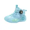 Fabricante Dropshipping Suela Gruesa Piel Zapatos de Baloncesto Prácticos para Niños Hebilla Giratoria Deportivos Frescos Antideslizantes para Exteriores Zapatos Nuevos
