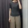 Camiseta Listrada Gola Canoa Canelada Estilo Japonês Feminina / Blusa Justa de Manga Três Quartos, Nova Primavera/Verão 26, Al486466